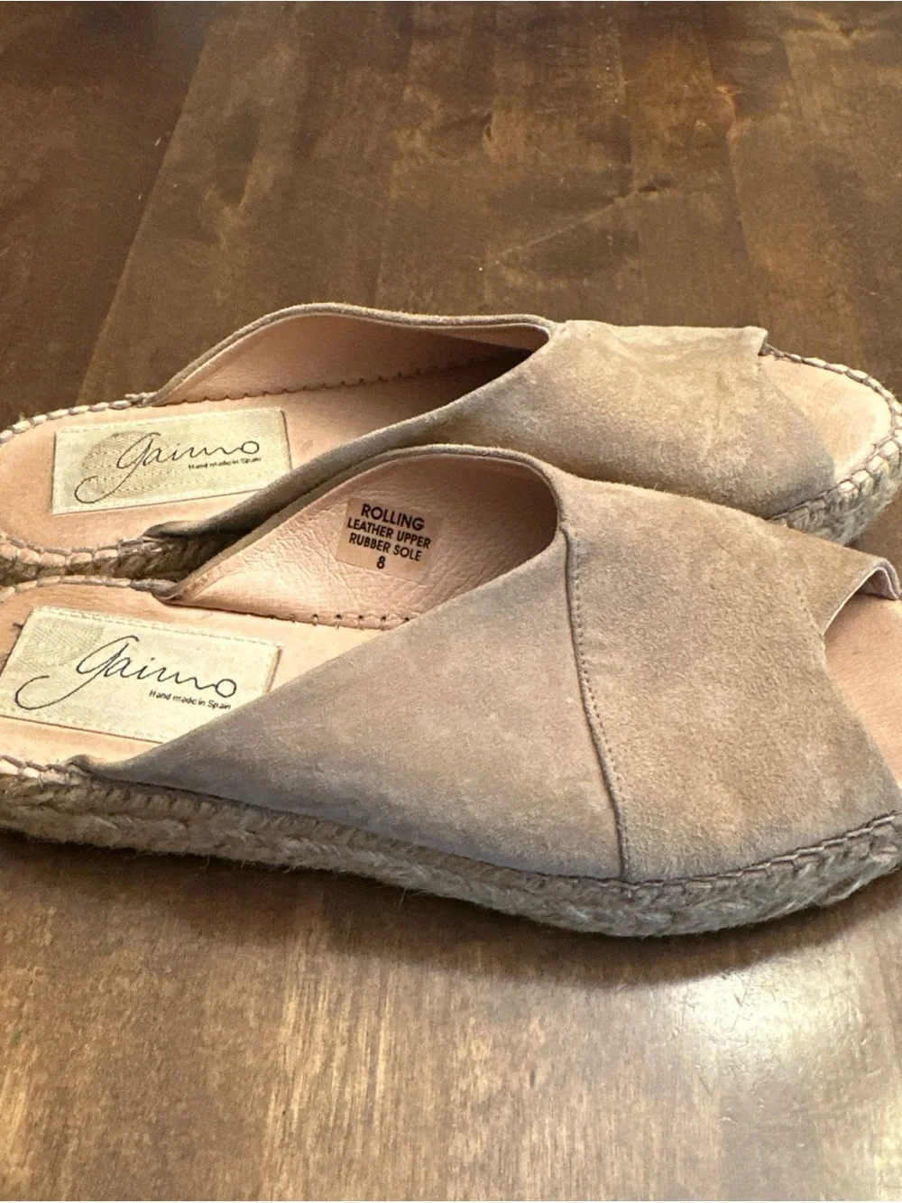 Gaimo Crossover Espadrille Leather Upper Rubber Sole Shoes Size 8 Made In Spain